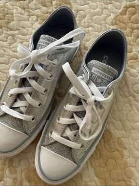 Converse Silver Metallic and Glitter Low-Top Sneakers